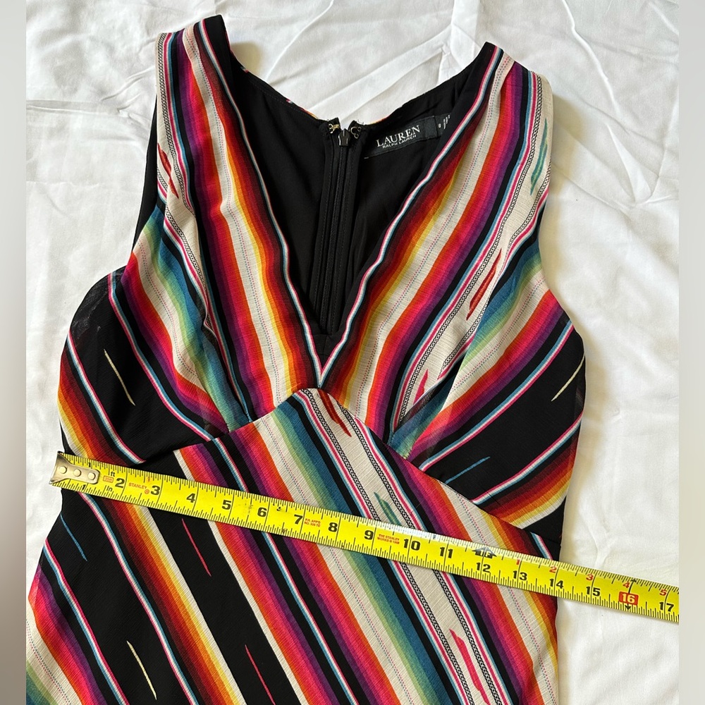 Ralph Lauren Women’s Multicolor Striped Sleeveless V-Neck Dress NO BELT - Picture 6 of 9